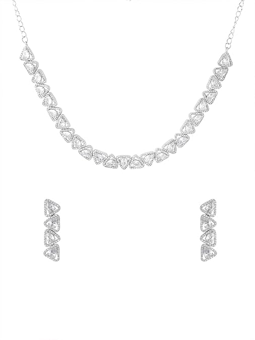 LukGud Women and Girls American Diamond Jewellery Set