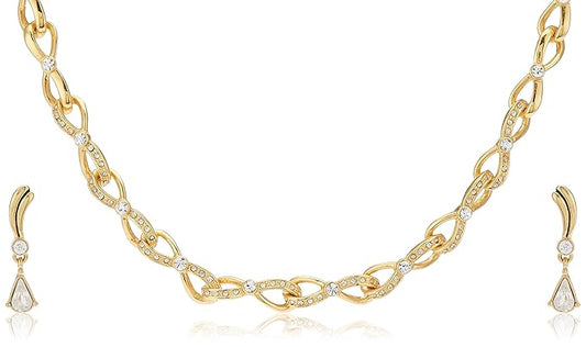 LukGud Gold Plated Austrian Crystals Necklace Set for Women