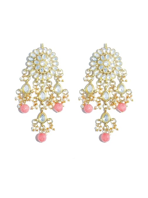 LukGud Womens Gold Plated Kundan Tassel Earrings