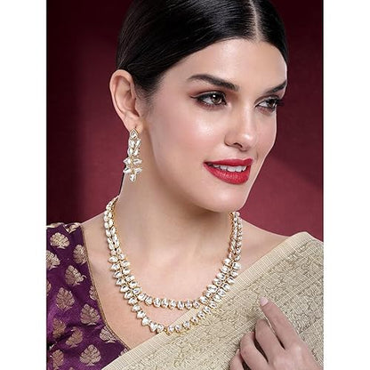 LukGud Kundan Faux Pearl Necklace & Jewelry Set Gift for Women