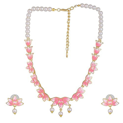 LukGud Designer Ethnic Pearl Necklace Set Versatile Chic for Women & Girls