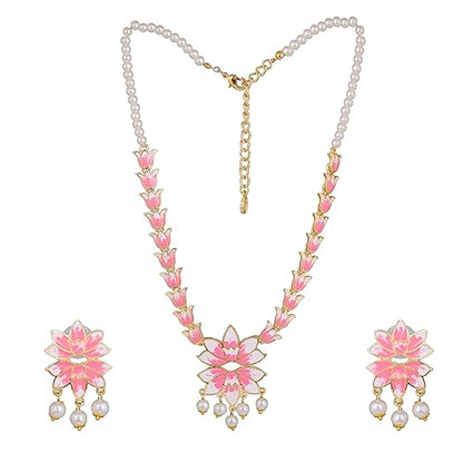 LukGud Designer Ethnic Pearl Necklace Set Versatile Chic for Women & Girls