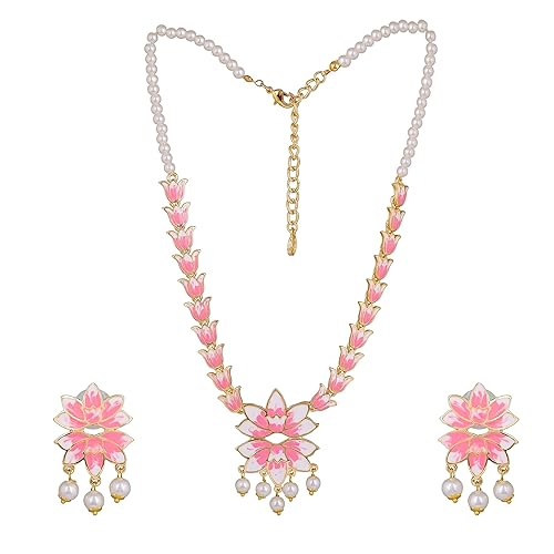LukGud Designer Ethnic Pearl Necklace Set Versatile Chic for Women & Girls