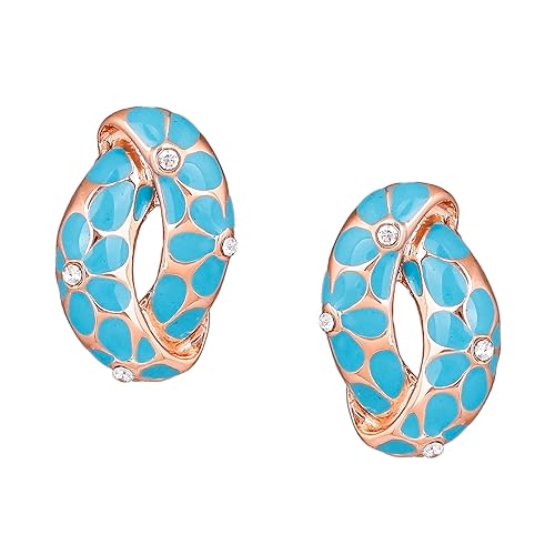 LukGud 24 Kt Gold Plated Earrings With Green Coloured Flower Print For Women