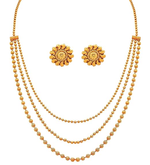 LuKgud Jewellery for Less Gold Plated Necklace & Earrings Set for Women