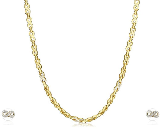 LukGud Gold Plated Austrian Crystals Necklace Set for Women