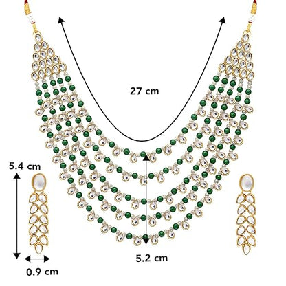 LukGud Faux Pearl Kundan Layered Necklace & Jewelry Set Gift for Women