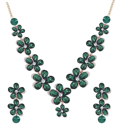 LukGud Crystal Choker Necklace Jewellery set with Earrings For Girls/Women