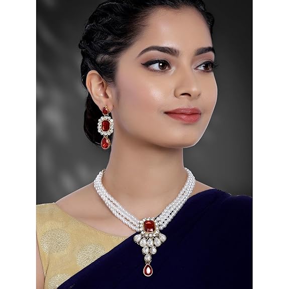 LukGud Crystal Faux Pearl Jewelry Gift Set for Women
