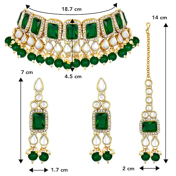 LukGud Crystal Faux Pearl Kundan Necklace & Jewelry Set Gift for Women