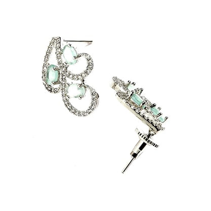 LukGud American Diamond studded Necklace and Drop Earrings Jewellery Set for women