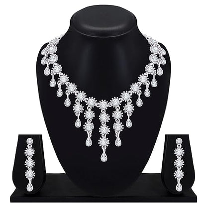 LukGud Diamond Necklace Set with Earrings for Women and Girls