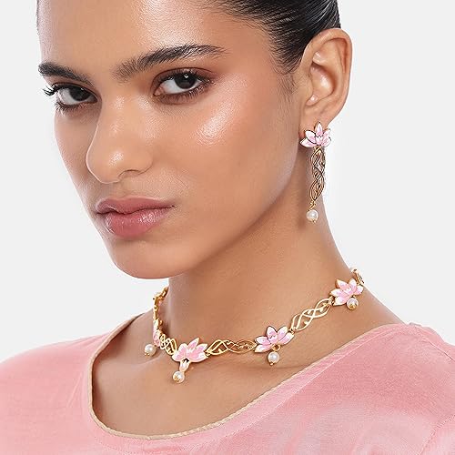 LukGud Designer Ethnic Pearl Necklace Set Versatile Chic for Women & Girls