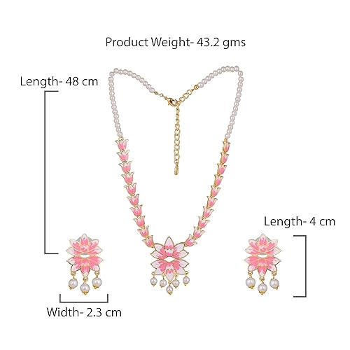 LukGud Designer Ethnic Pearl Necklace Set Versatile Chic for Women & Girls