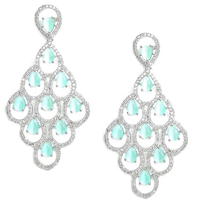 LukGud American Diamond Studded Contemporary Drop Earrings Jewellery For womens