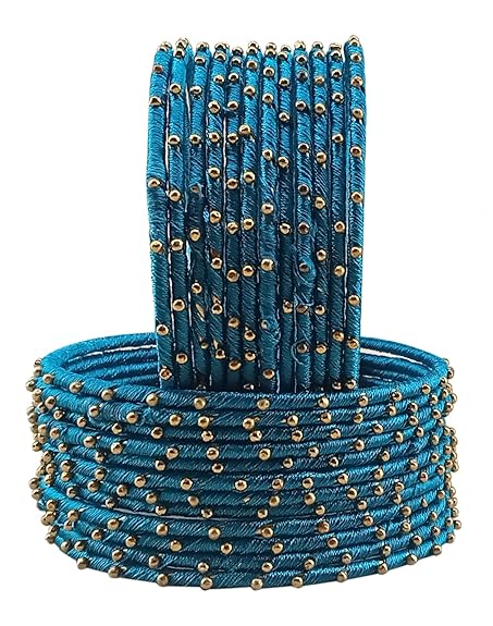 LukGud Chudi and Studded Ball Chain Pearl Set for Women & Girls (Pack of 12 Bangles)