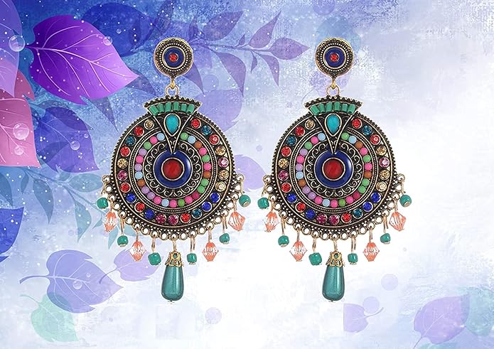 LukGud Jewellery Bohemian Multi-Color Earrings for Girls and Women