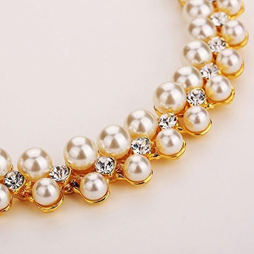 LukGud Gold Plated Pearl Necklace Set/Jewellery Set with Fancy Earrings for Girls/Women