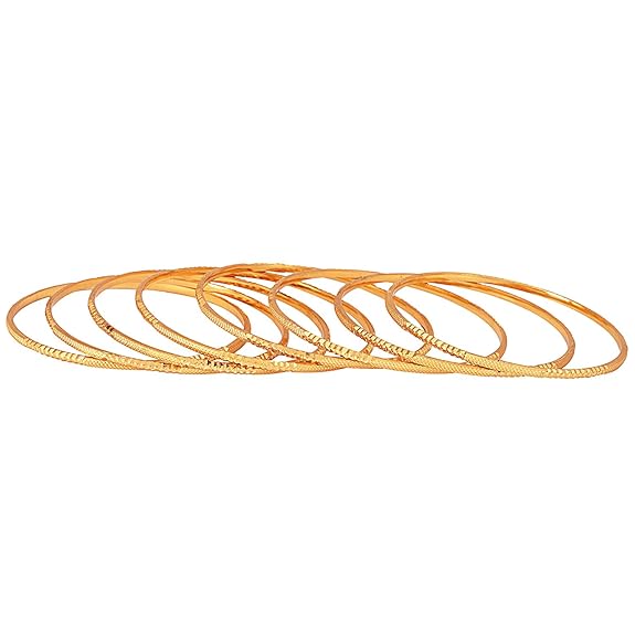 LukGud Latest Gold Plated Set of 8 Traditional Bangles for Women and Girls