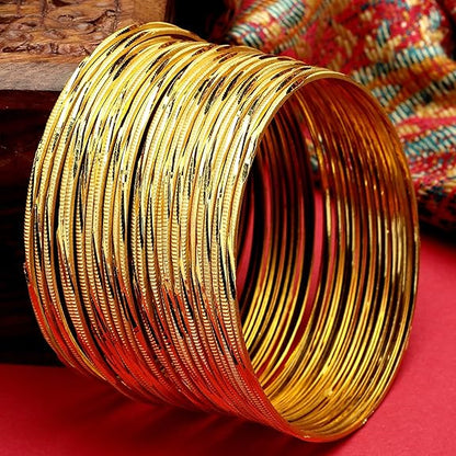 LukGud Gold Plated Set of 12 Traditional Bangles for Women and Girls