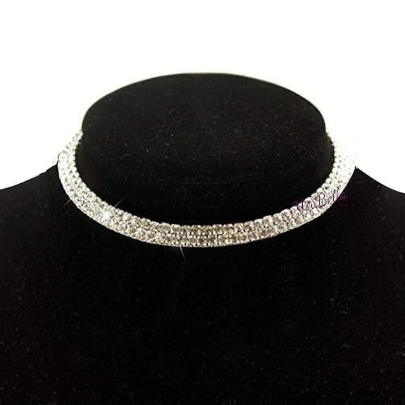 LukGud Silver Crystal Rhinestone Choker Necklace for Women