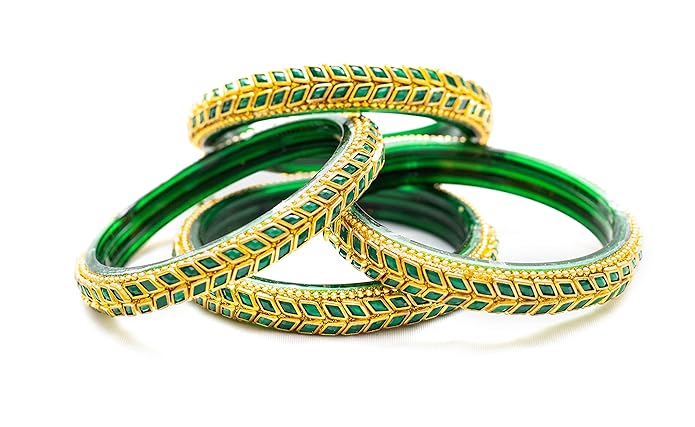 LukGud Bangles / Kadas Set | Diamond Cutting Stone design | Golden Design for Women & Girls