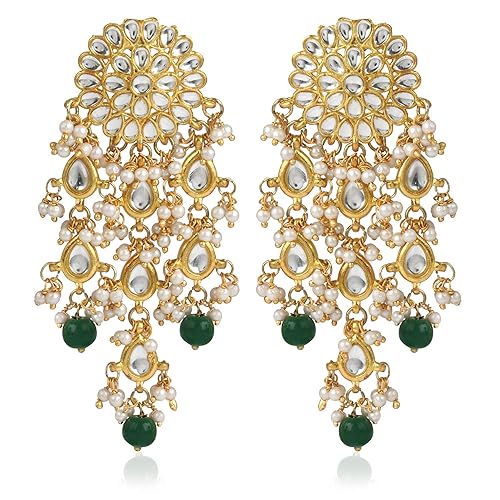 LukGud Womens Gold Plated Kundan Tassel Earrings