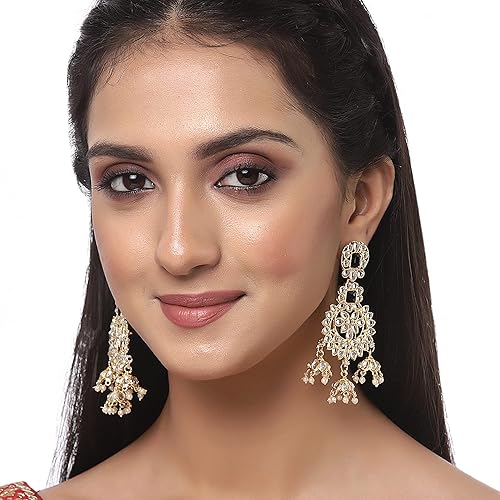 LukGud Gold-Plated Kundan studded Contemporary Jhumka/JhumkiEarrings for Girls and Women