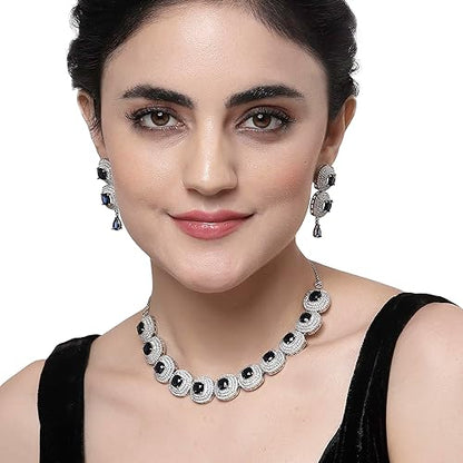 LukGud American Diamond Studded Jewellery Set For Women and Girl