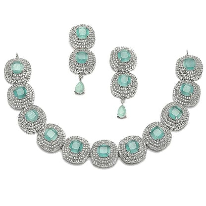 LukGud American Diamond Studded Jewellery Set For Women and Girl