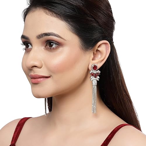 LukGud  Women Silver Toned Drop Earrings For Women and Girls