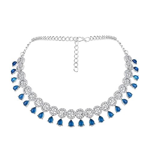 LukGud American Diamond Necklace Jewellery Set with Earrings for Women