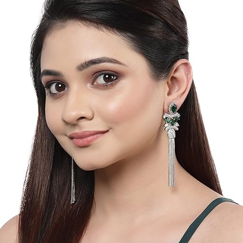 LukGud Silver Toned Drop Earrings For Women and Girls