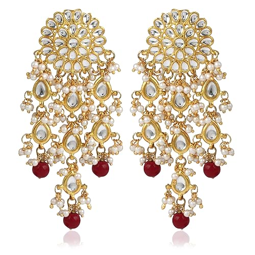 LukGud  Womens Gold Plated Kundan Tassel Earrings