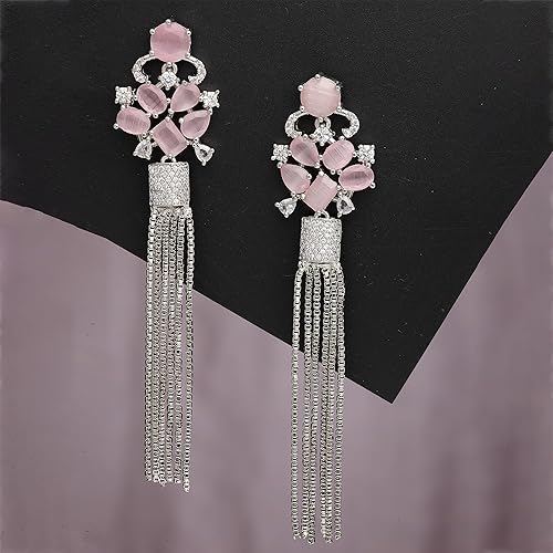 LukGud Women Silver Toned Drop Earrings For Women and Girls