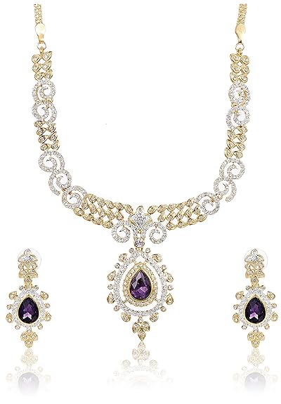 LukGud Gold Plated Austrian Crystals Necklace Set for Women