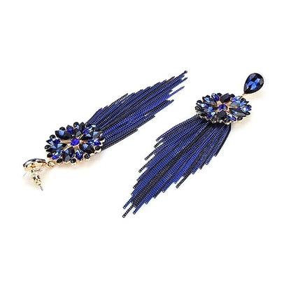 LuKGud Jewellery Earrings for women Crystal Tassel Handmade Earrings for Girls and Women