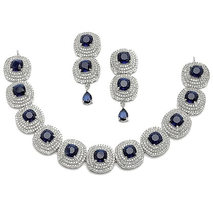 LukGud American Diamond Studded Jewellery Set For Women and Girl