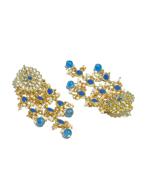 LukGud  Womens Gold Plated Kundan Tassel Earrings