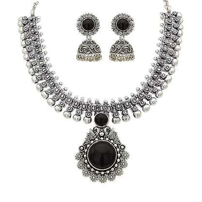LukGud Kolhapuri Stone Choker Necklace Set with Jhumka Earrings for Women and Girls