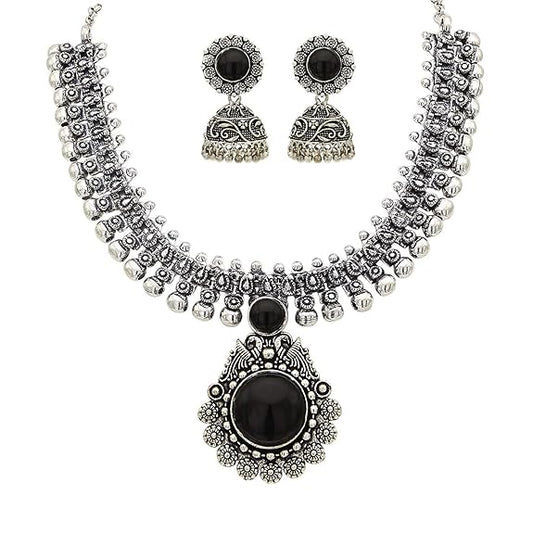 LukGud Kolhapuri Stone Choker Necklace Set with Jhumka Earrings for Women and Girls