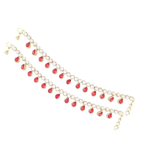 LukGud Gold Plated Kundan Drop Payal Anklets Jewellery for Women & Girls