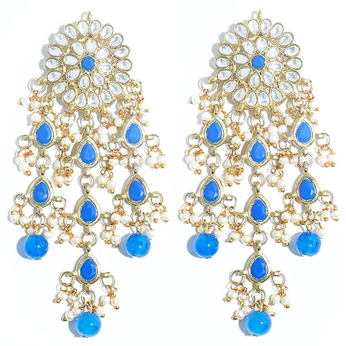 LukGud  Womens Gold Plated Kundan Tassel Earrings