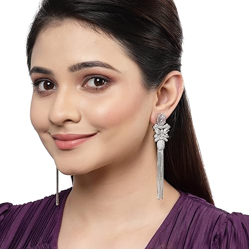 Silver Toned Drop Earrings For Women and Girls