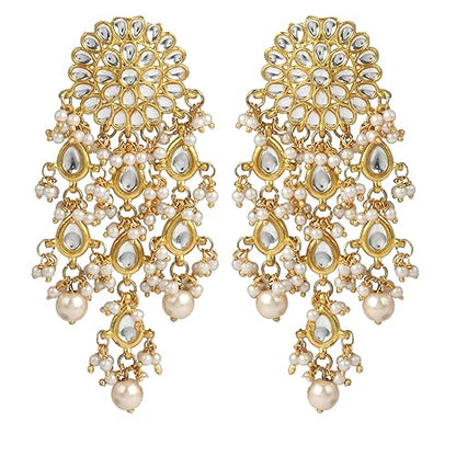 Lukgud Womens Gold Plated Kundan Tassel Earrings