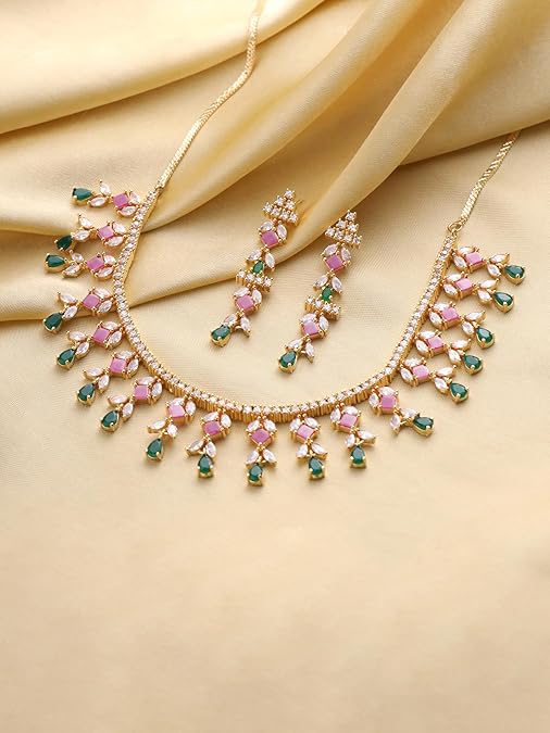 LukGud Jewellery Set for Women and Girls American Diamond Jewellery Set |