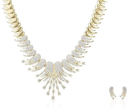 LukGud Gold Plated Austrian Crystals Necklace Set for Women