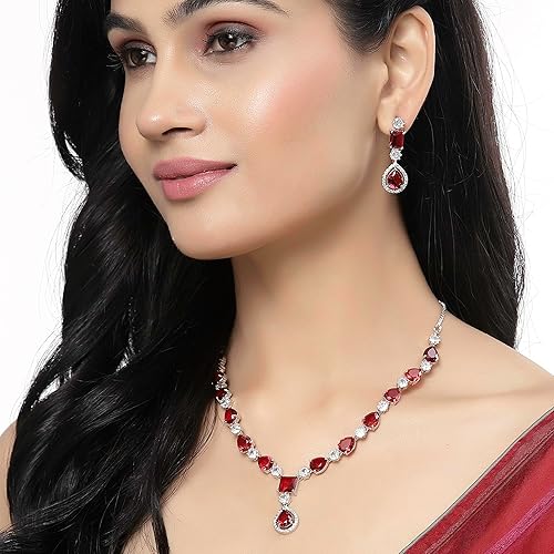 LukGud Necklace With Earrings Jewellery Set For Girls and Women