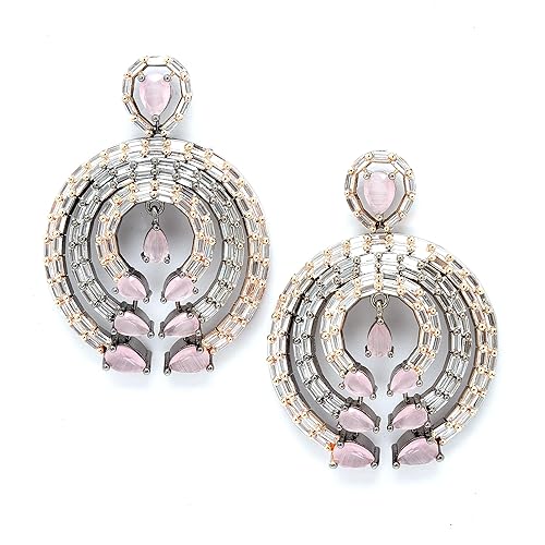 LukGud Rose Gold-Plated Contemporary Drop Earrings