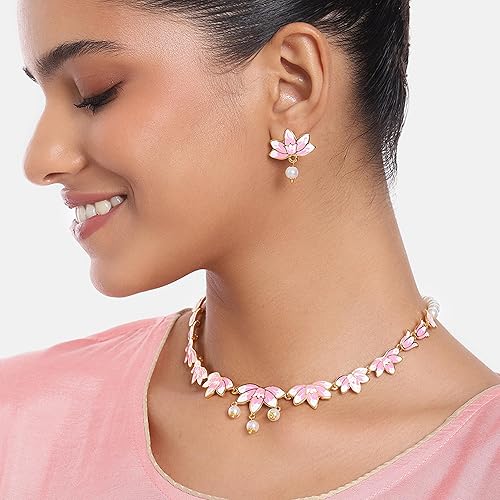 LukGud Designer Ethnic Pearl Necklace Set Versatile Chic for Women & Girls